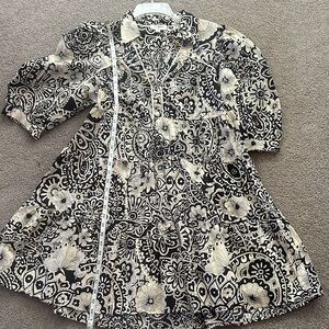 Floral Paisley Black and White Dress